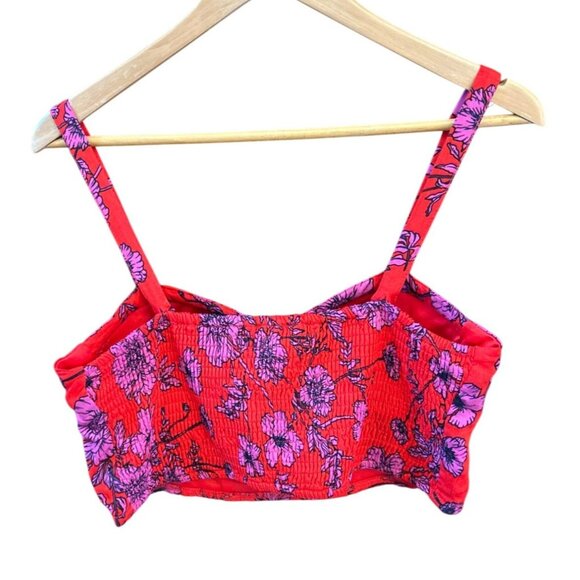 BOG Collective Red Cropped Sweetheart Floral Bustier Top Large Summer Party Y2K - Picture 3 of 5